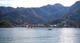View on Miyajima Island and its floating torii gate